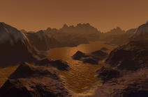 Vue d'artiste de la surface de Titan, satellite de Saturne